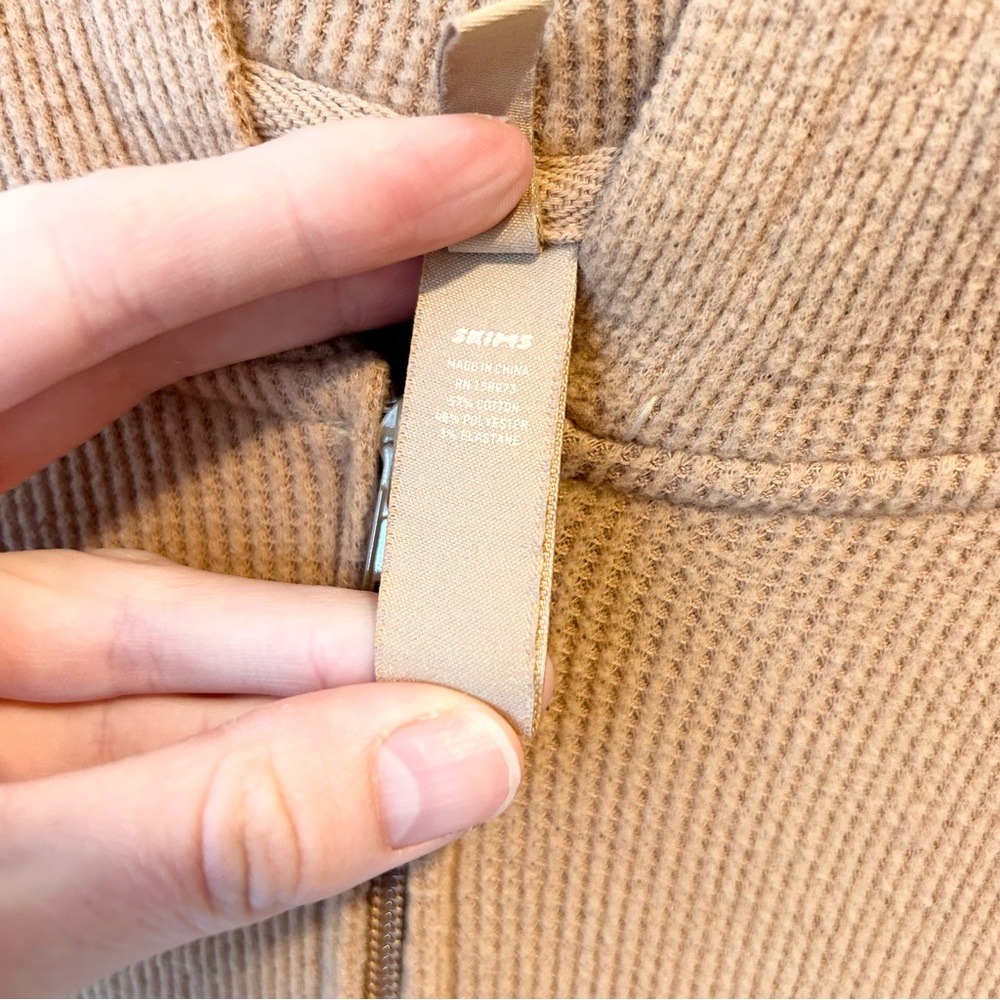Skims Lounge Hoodie Waffle Tan Size Extra Large - Picture 9 of 12